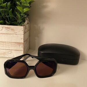 MCM Geometric Sunglasses 709S 002-Gradient-Black/White Leather Inserts